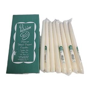 8 Vintage Patrician Taper Candles Cream Ivory 10" Dripless Smokeless Hand Dip